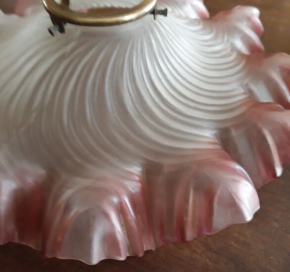 Colorized molded glass lampshade - 50s