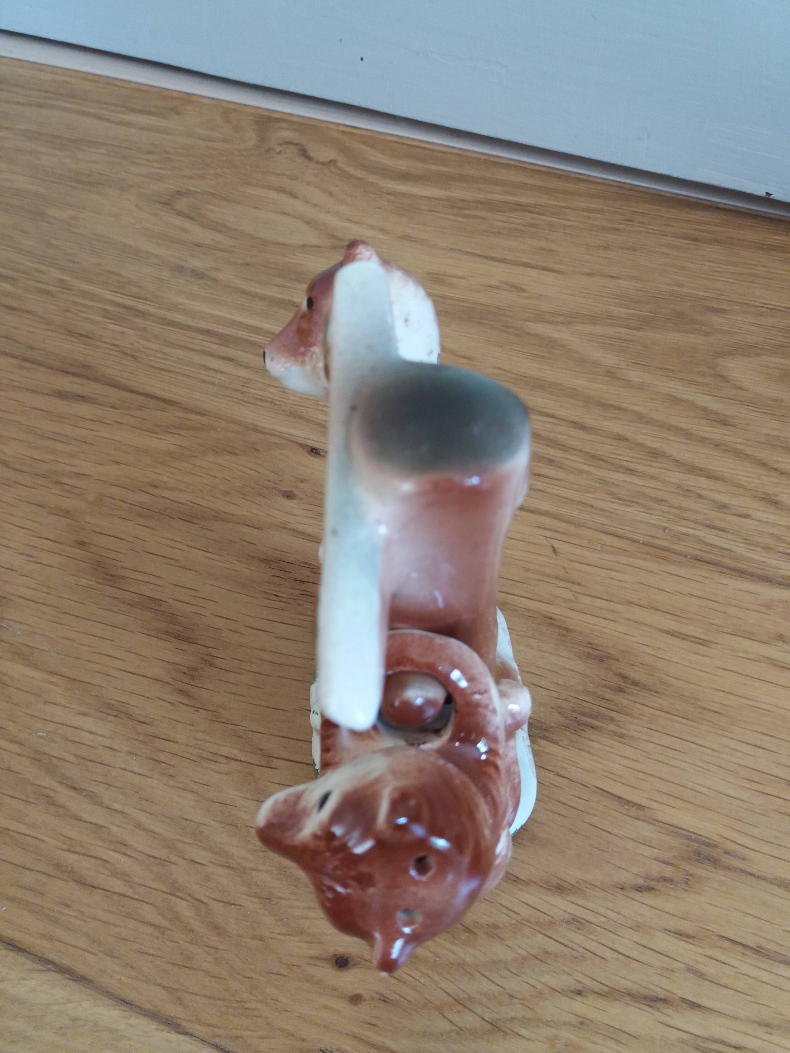 Zoomorphic salt and pepper shaker bears in slip