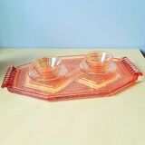 Art Deco pink glass top