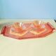 Plateau en verre rose art déco