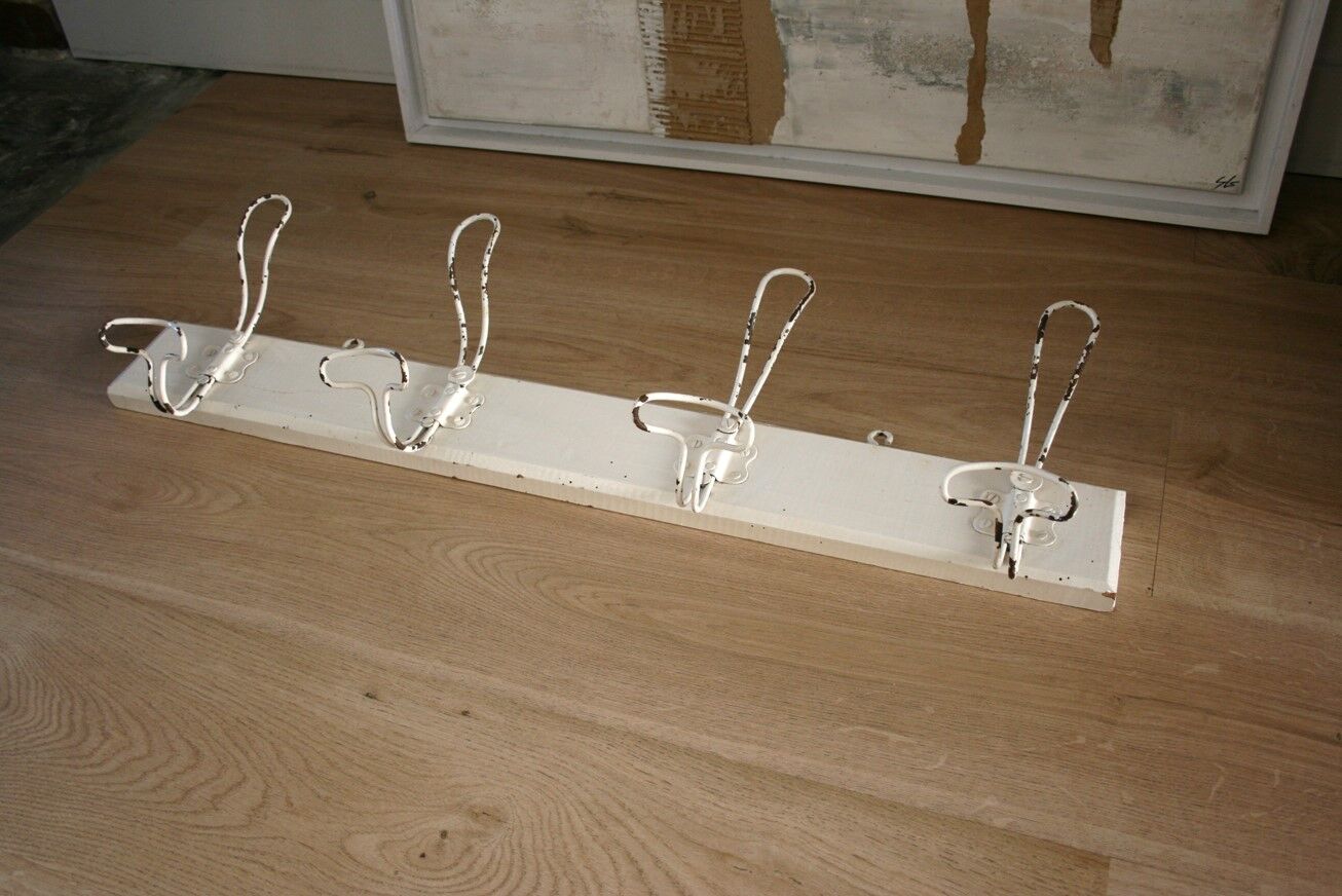 Metal and wood wall coat rack