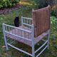 Rope-woven wooden armchair