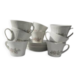 Vintage Pontesa coffee service - 8 cups and saucers - Floral pattern - Perfect condition