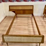 Paire de lits rotin design 1950