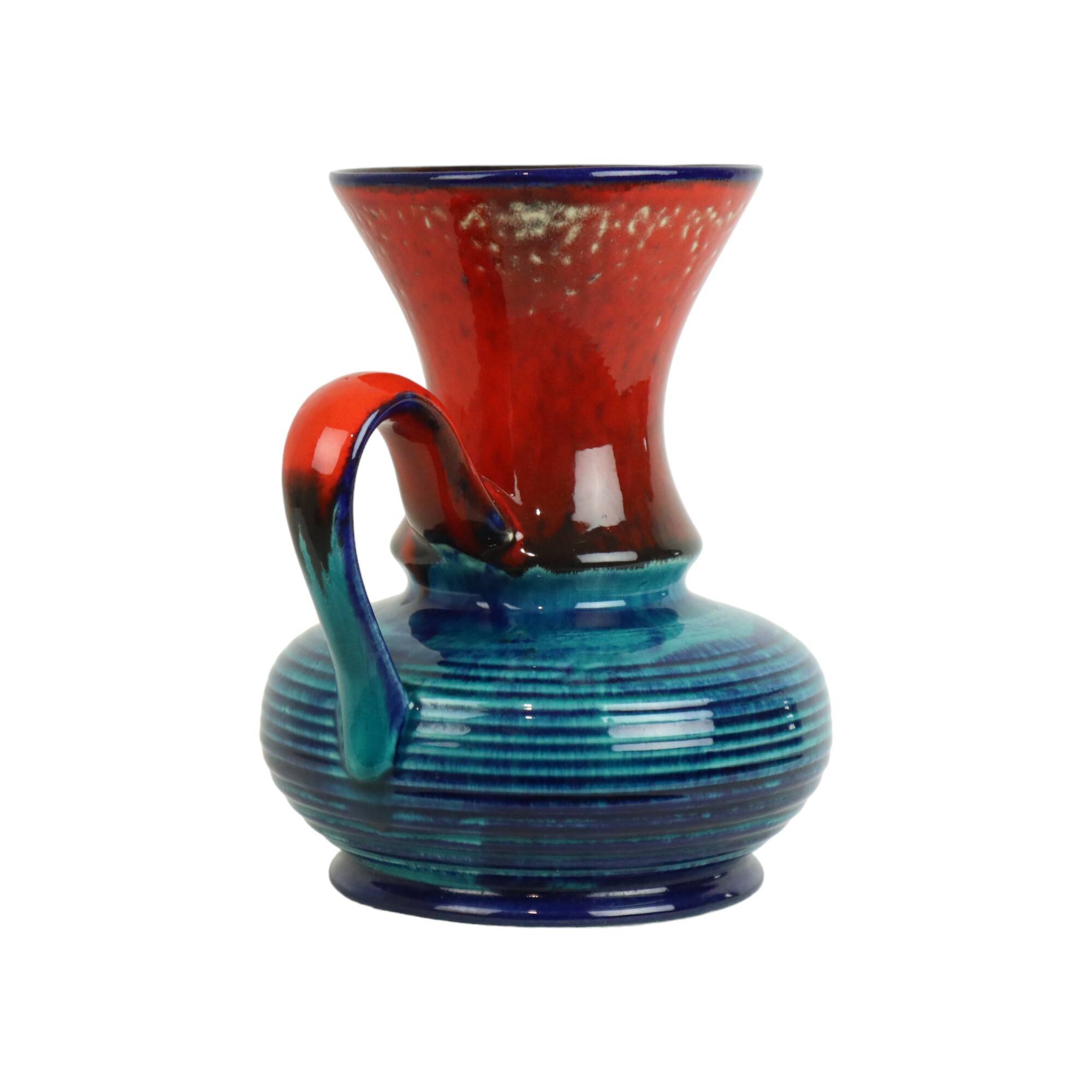 Rare Bay Vase Blue Red West Germany Vintage 79-25
