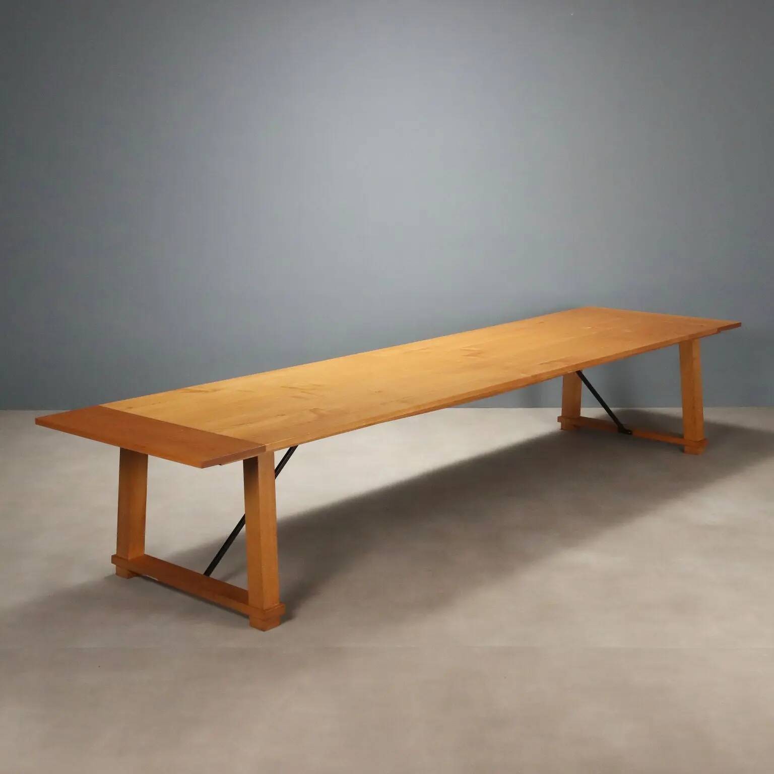 Antique oak and metal table, Italy, 20th century