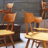 Set of 5 all-wood chairs published by Ton 1960