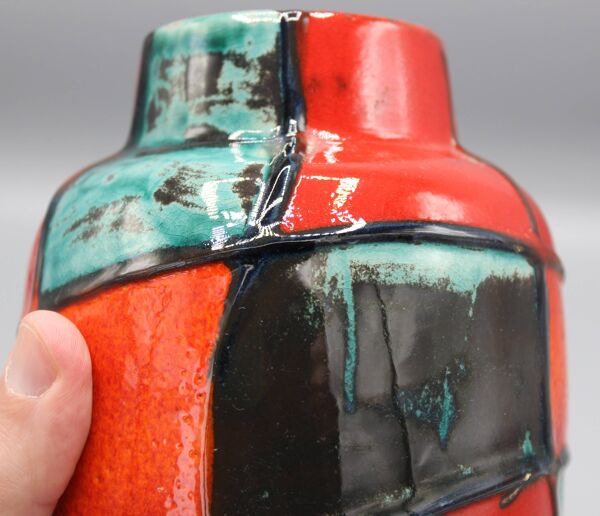 Ancien vase allemand design vintage west germany keramik harlekin annees 60