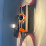 Space age aluminium with orange inside wall lamp sconce , 1970s