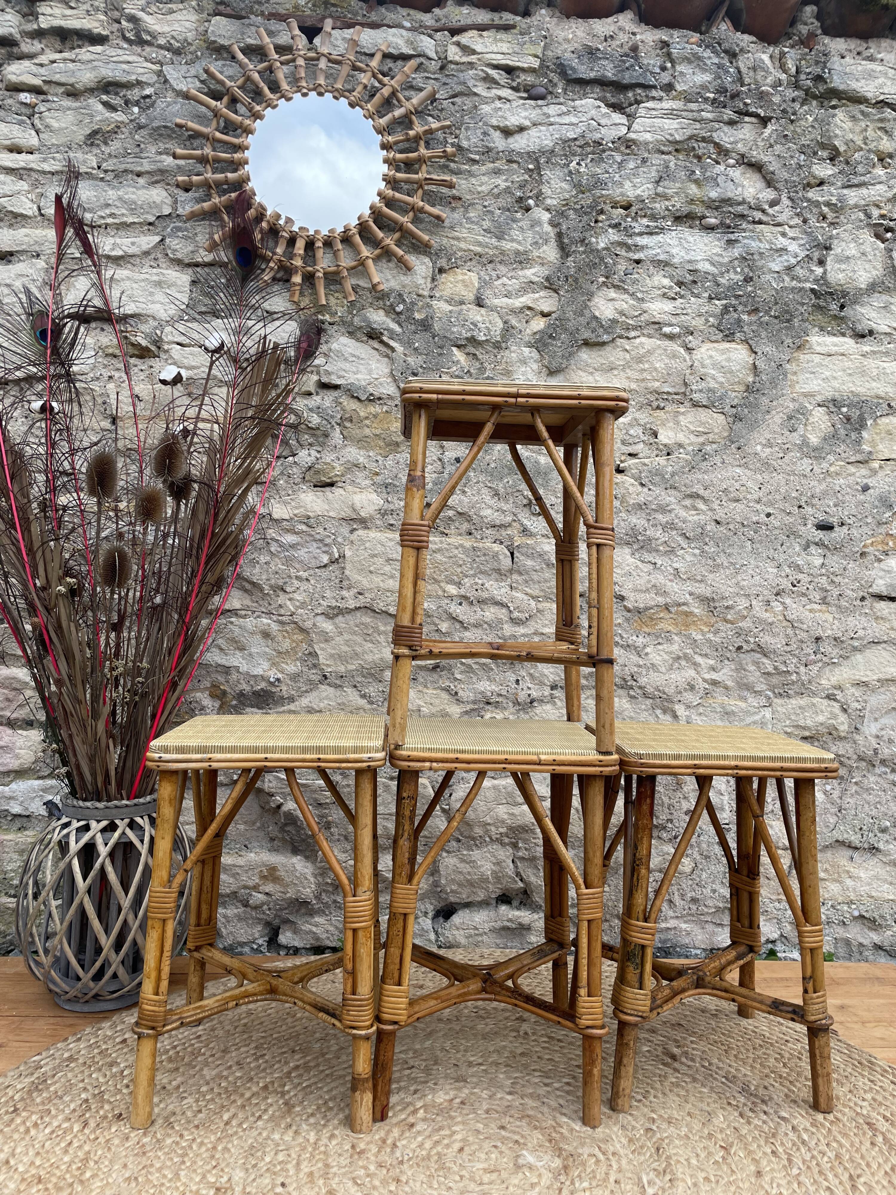 Set of four rattan stools