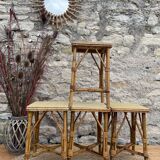 Set of four rattan stools