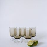 Lot de 5 verres à vin en verre fumé Made in France 1970