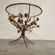 Vintage gilt metal flower side table, italy 1960
