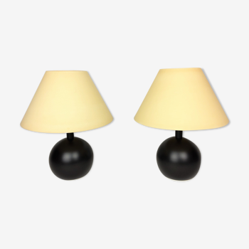 2 lampes "boule" vintage métal noir 1980