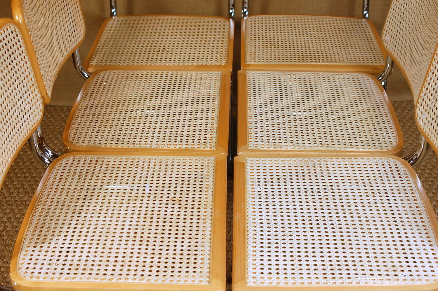 Suite 6 chaises Cesca B34 par Marcel Breuer
