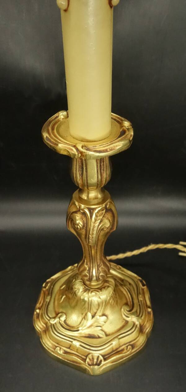 Pair of Louis XV style lamp bases from Lucien GAU - bronze