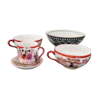 4 tasses et bol Porcelaine chinoise