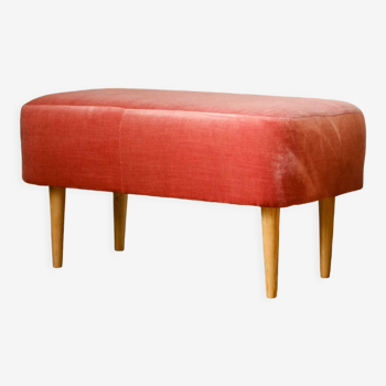 Coral bench, velvet fabric, solid wood