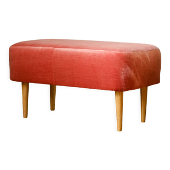 Coral bench, velvet fabric, solid wood
