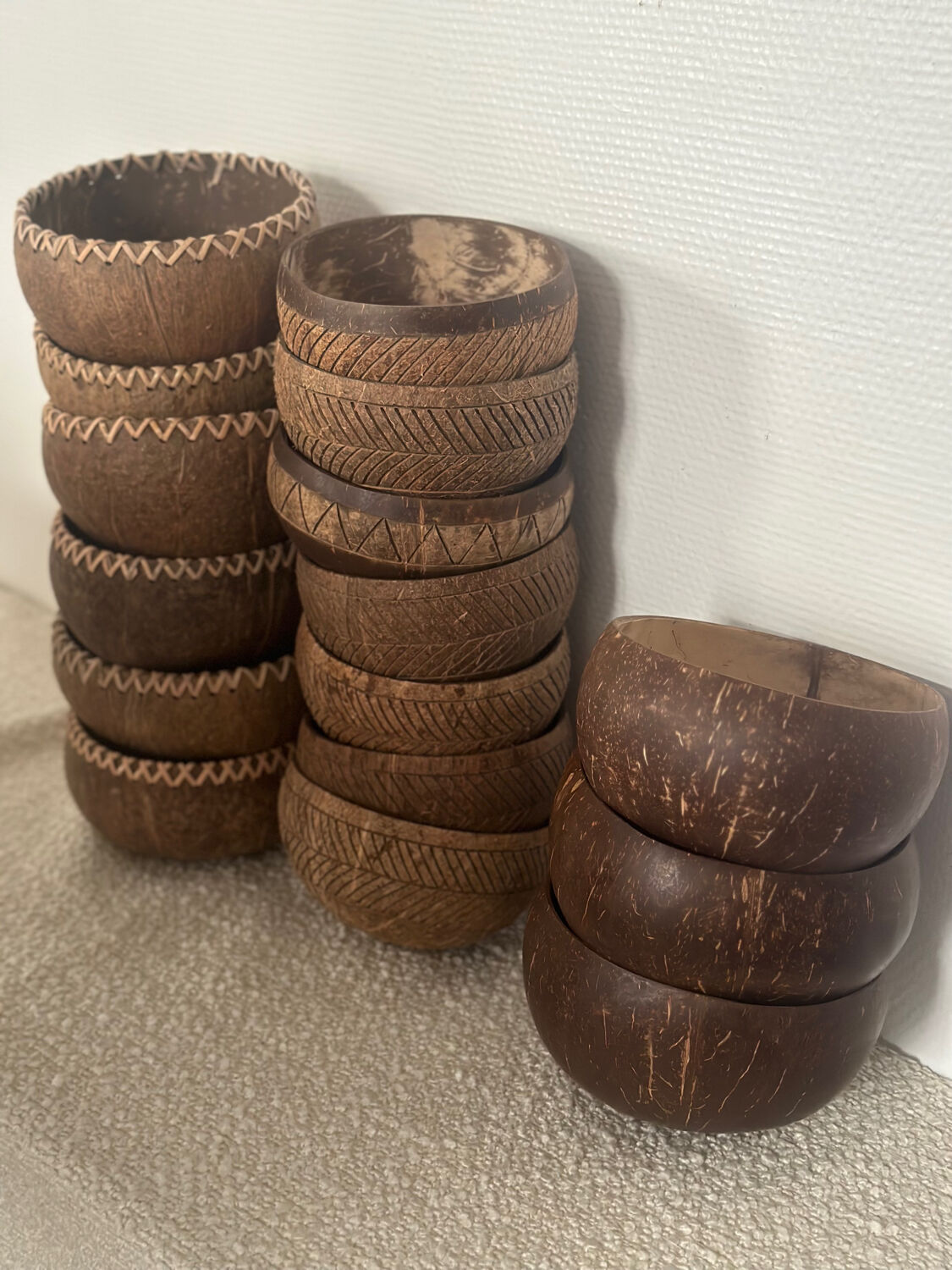 Set of 13 coconut bowls