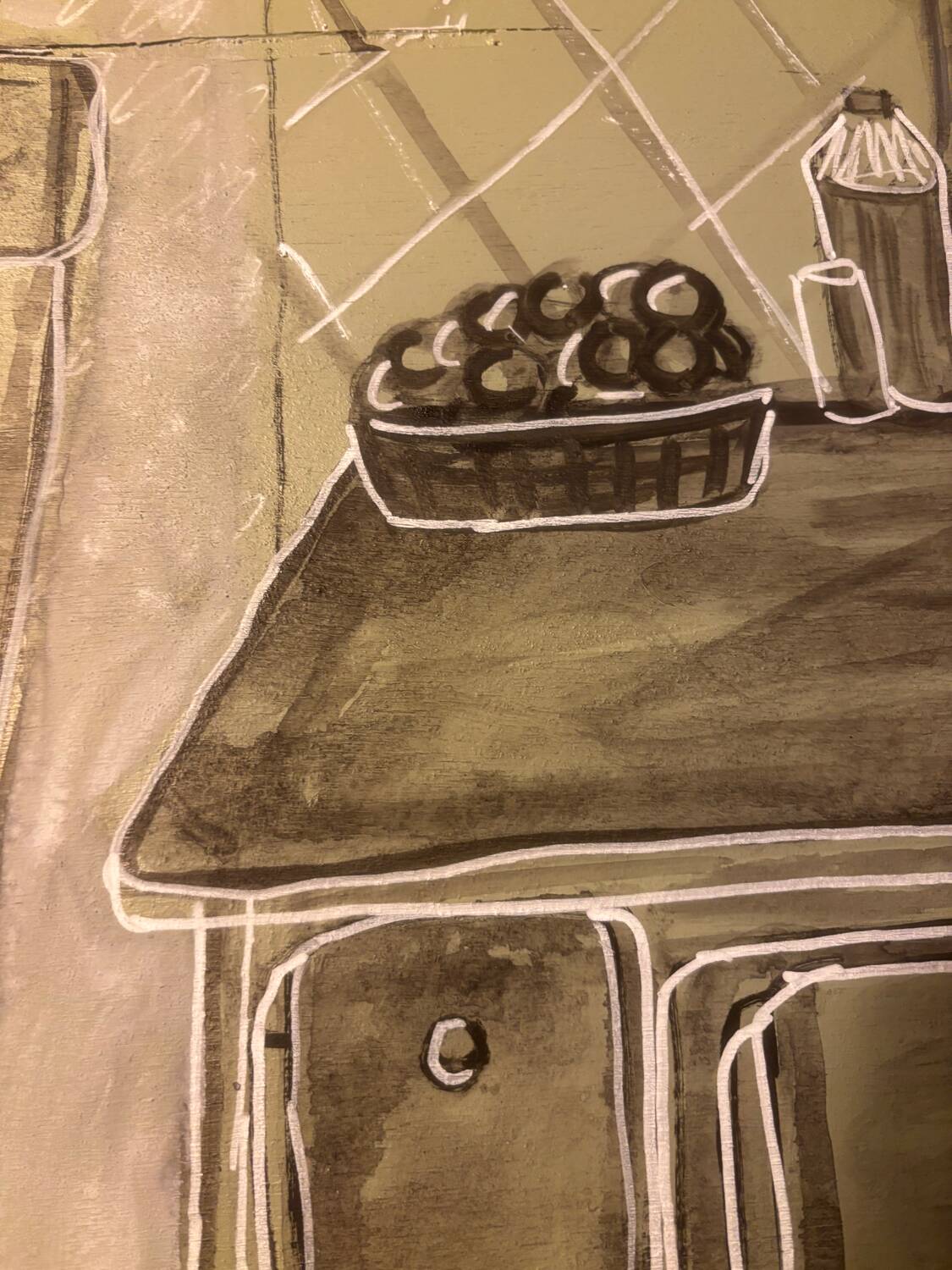 Painting depicting a stove