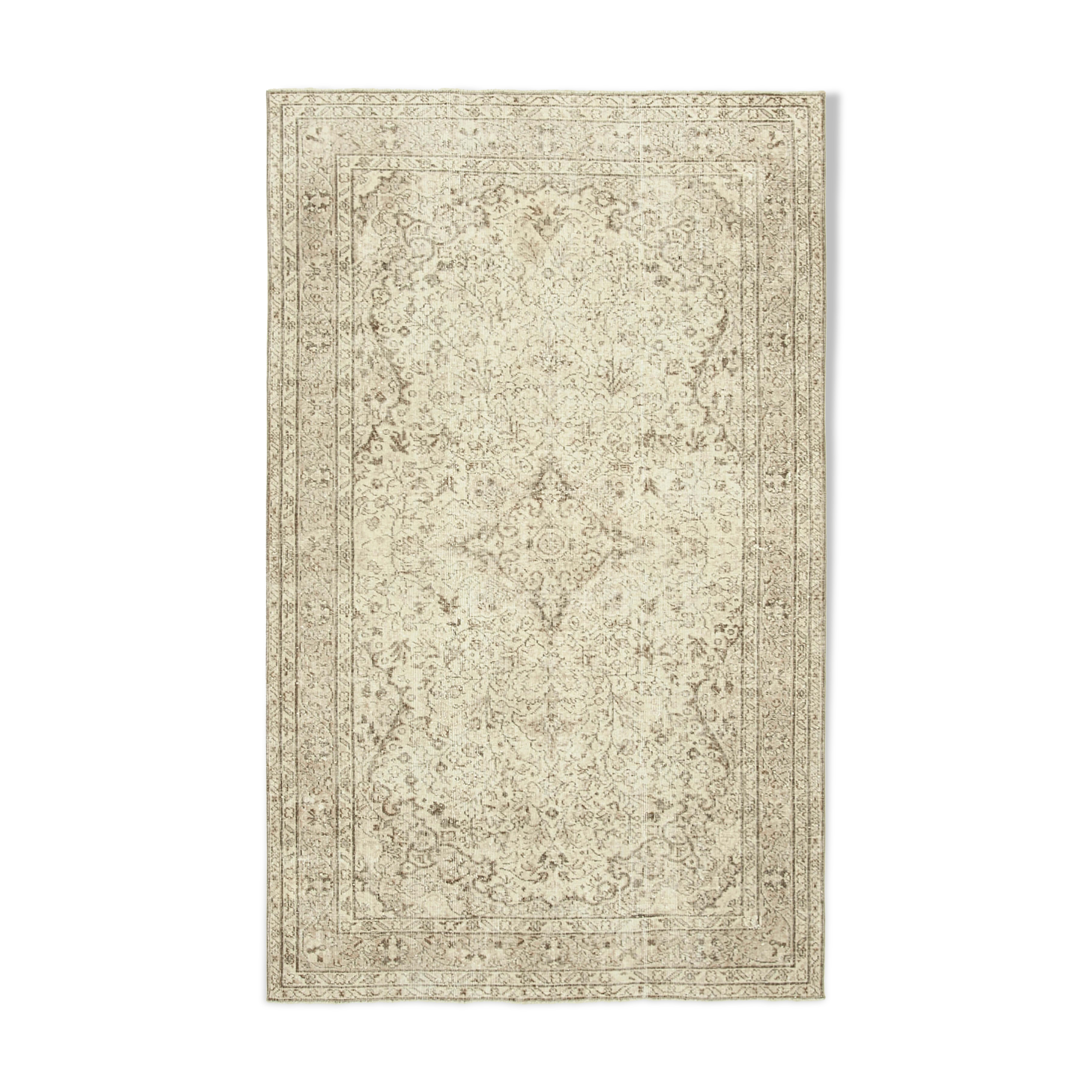 Hand-knotted wool turkish beige rug 165 cm x 267 cm