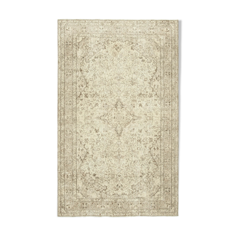 Tapis beige turc en laine tissé à la main 165 cm x 267 cm