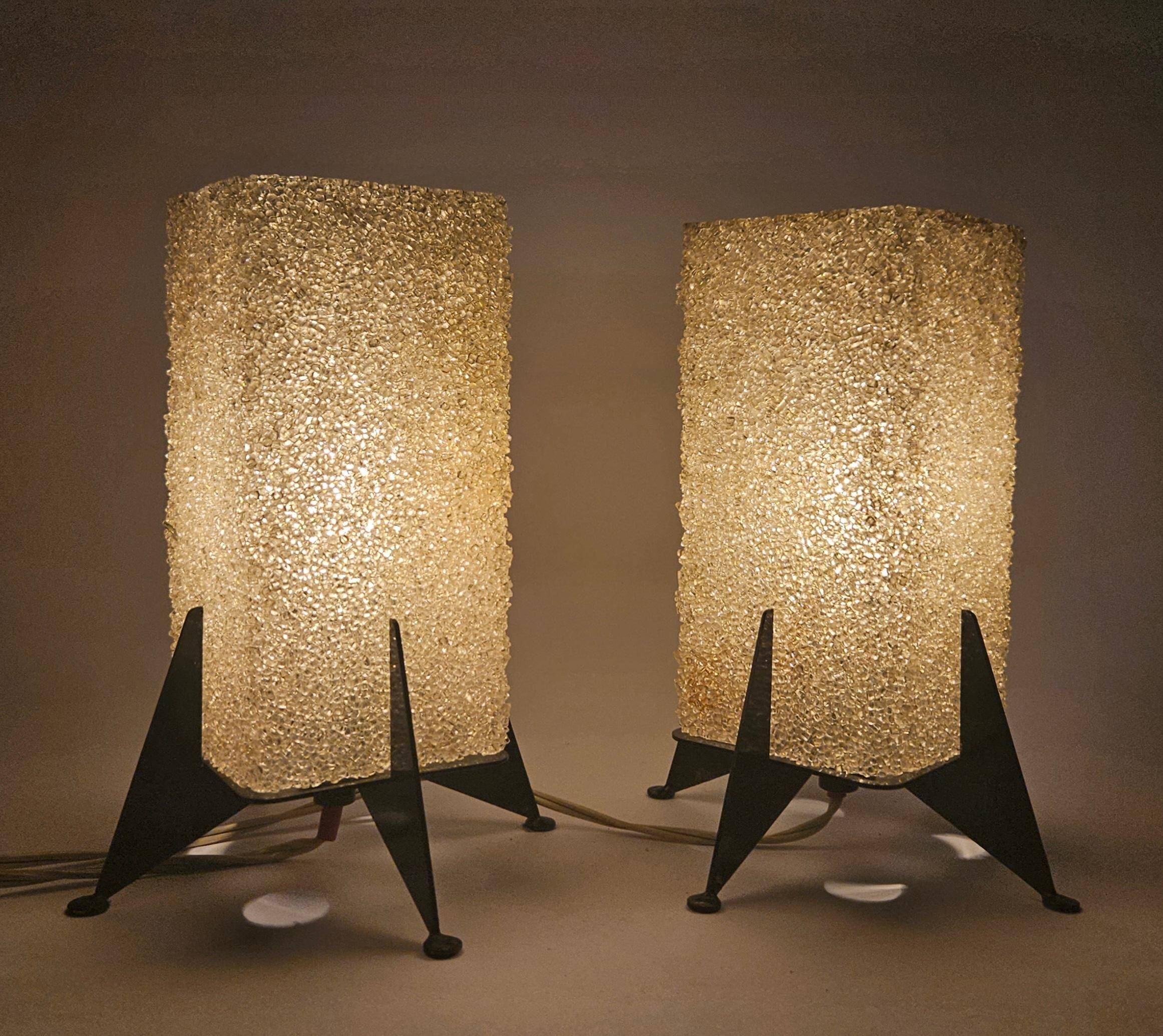 Paire de lampes de table rares des années 1970 Pokrok Zilina, Rocket.