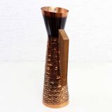 Vintage copper and teak vase