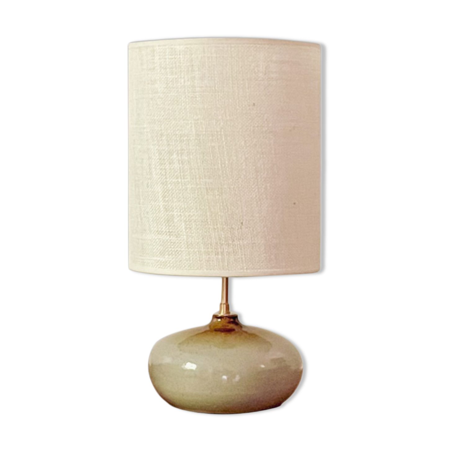Lampe grès vernissé et jute tissée