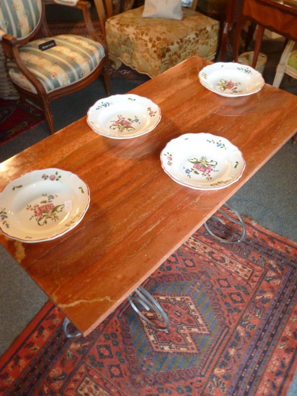 Wrought iron and marble console table