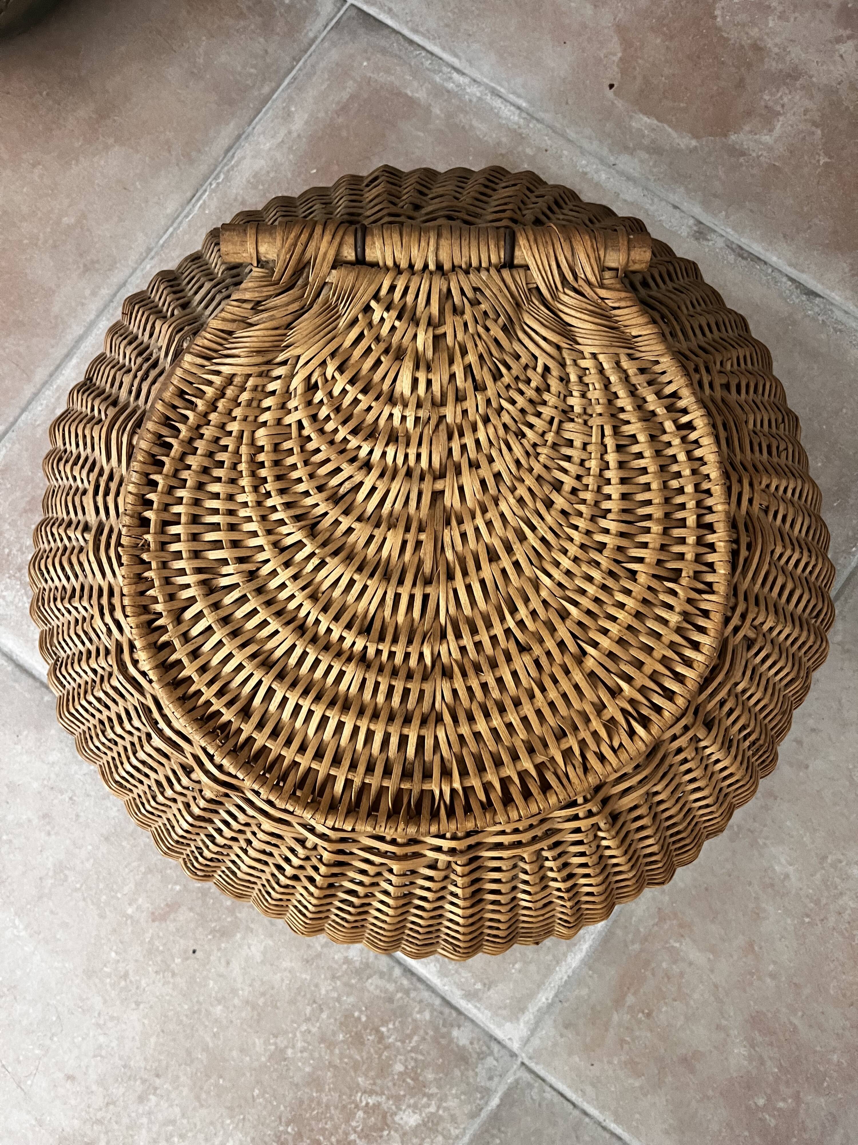 Wood and wicker basket