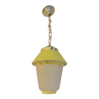 Yellow opaline pendant light, 1950