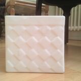 Square pot cover terra cotta enamelled white vintage