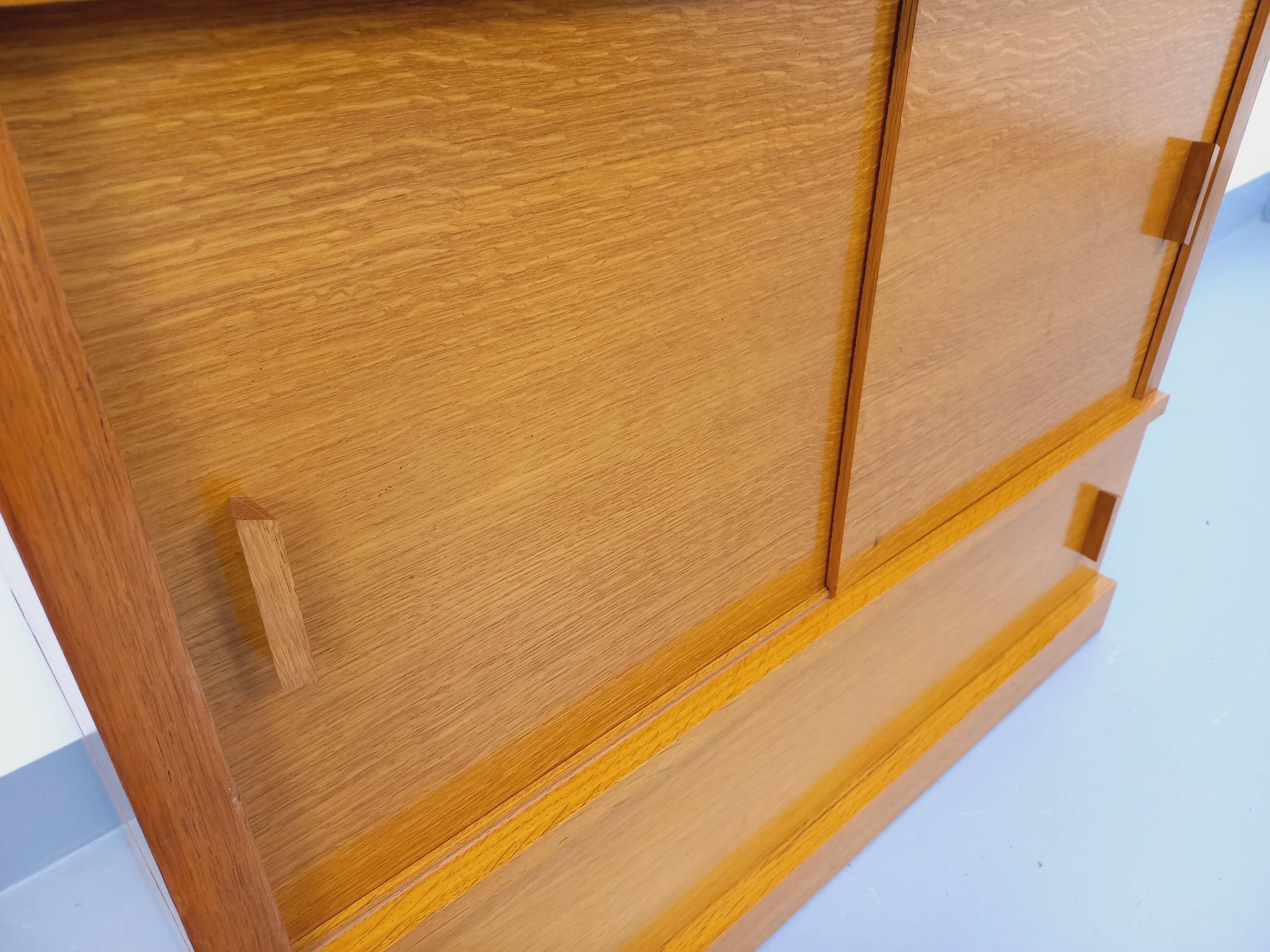 Vintage oak storage bookshelf from the 1960s.