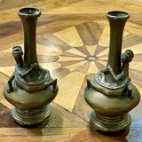 Pair of Chinese bronze vases with dragon decoration, early 20th century