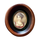 Miniature on ivory young woman elegant oval frame