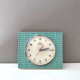 Vintage dugena wall clock, ceramic clock, pastel green, mid century clock