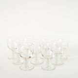 Set of 9 liqueur glasses with engraved crystal stems, Art Nouveau 1910