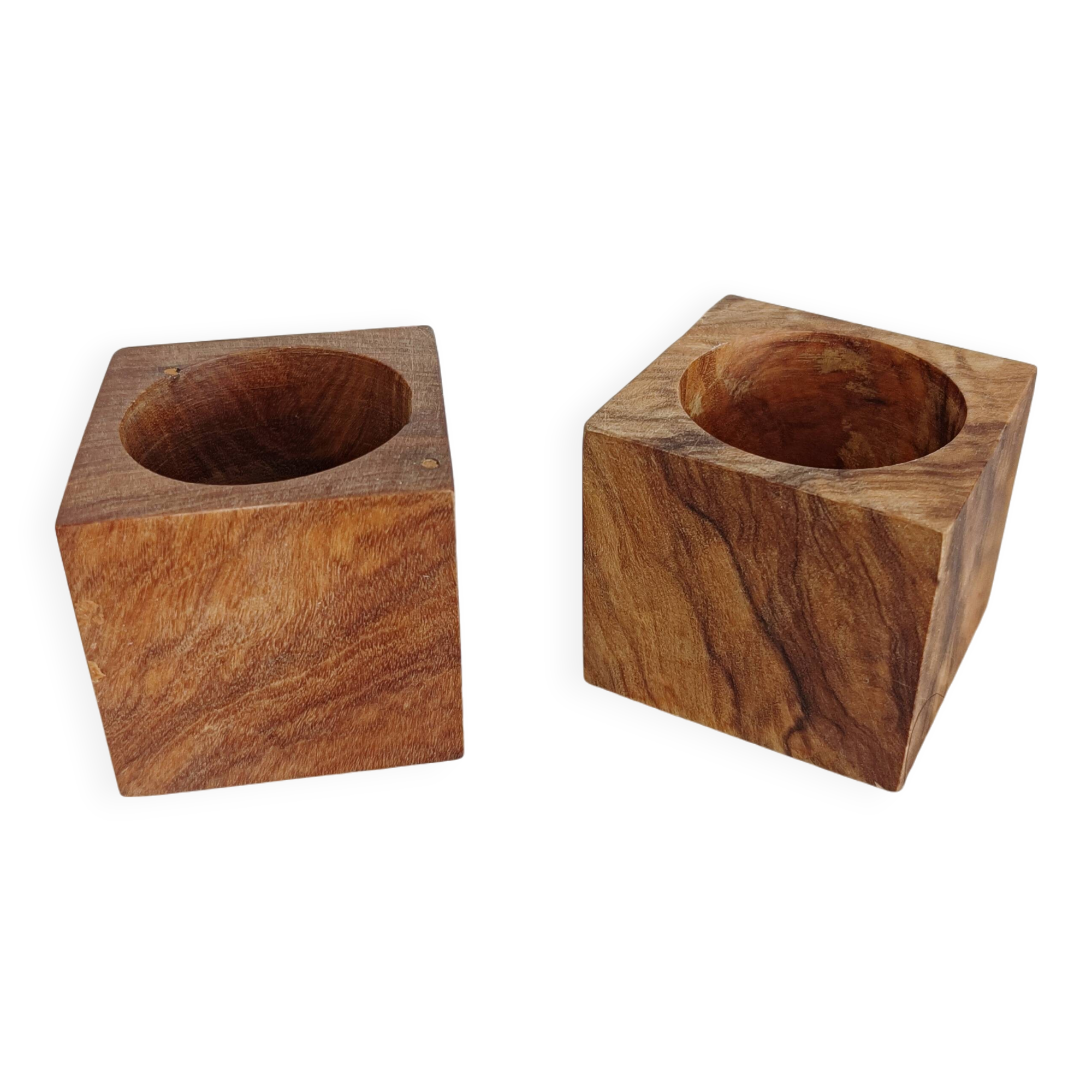 Set of 2 olive wood egg cups