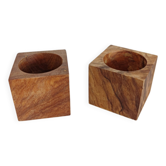 2 coquetiers en bois d'olivier