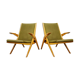 Lot de 2 fauteuils de salon design vintage "pieds ciseaux