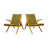 Set of 2 vintage design lounge armchairs ‘scissor legs’