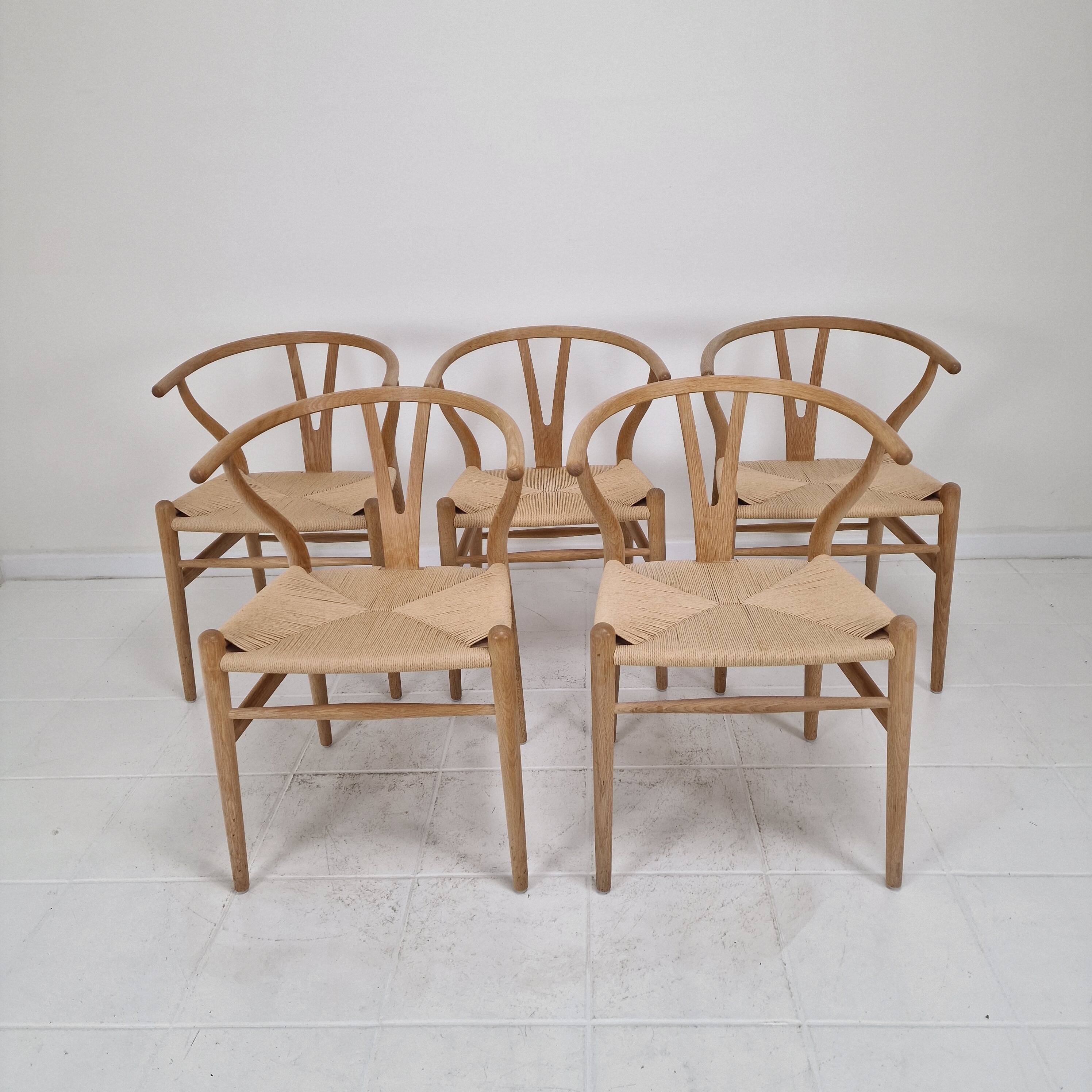 Chaises Wishbone CH24 de Hans J. Wegner par Carl Hansen & Søn, Danemark, Ensemble de 5