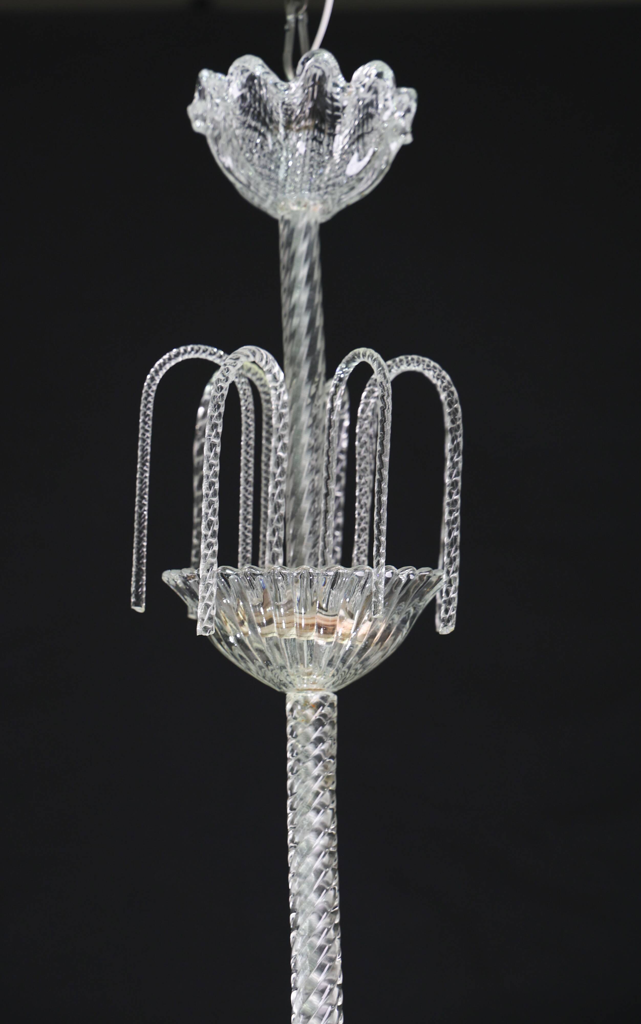 Art Decò Barovier e Toso "Fountain" Murano Glass Chandelier, 1950