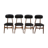 Lot de 4 chaises en teck massif vintage