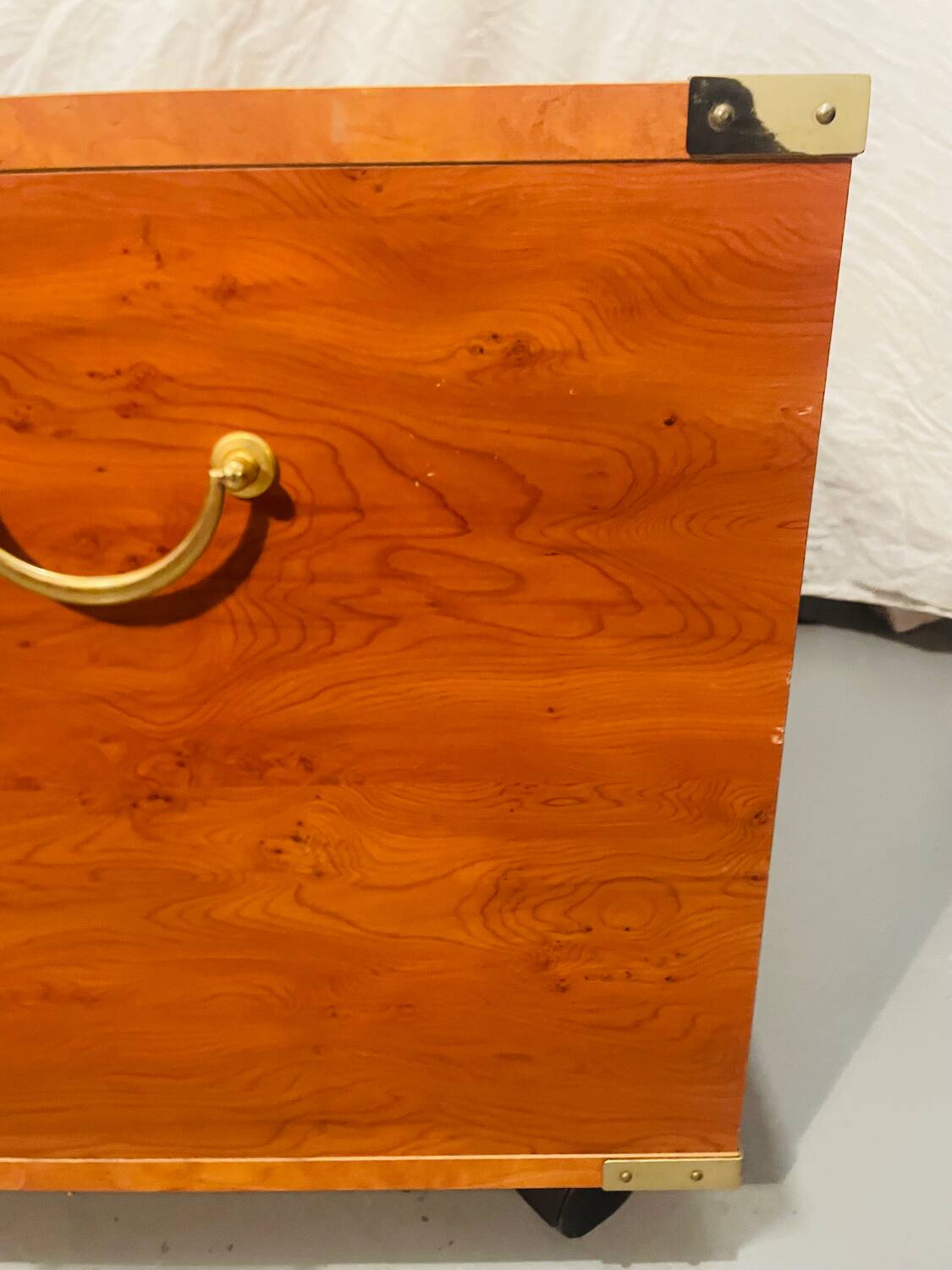 Gautier “Marine” bedside table in wood and brass, 1991