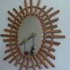Large oval wall mirror bamboo rattan wicker vintage 56x68cm