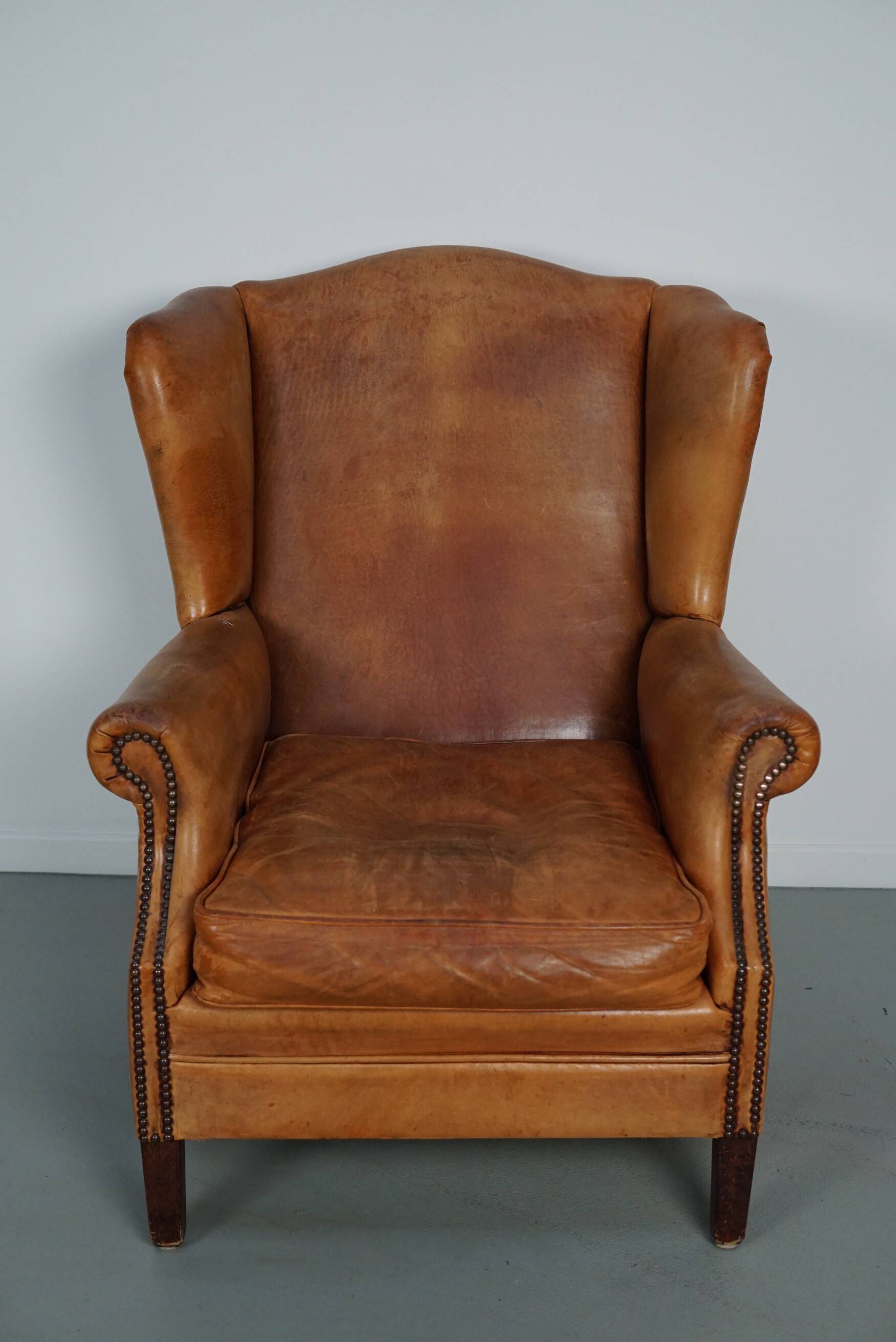 Vintage Dutch cognac coloured leather club chair