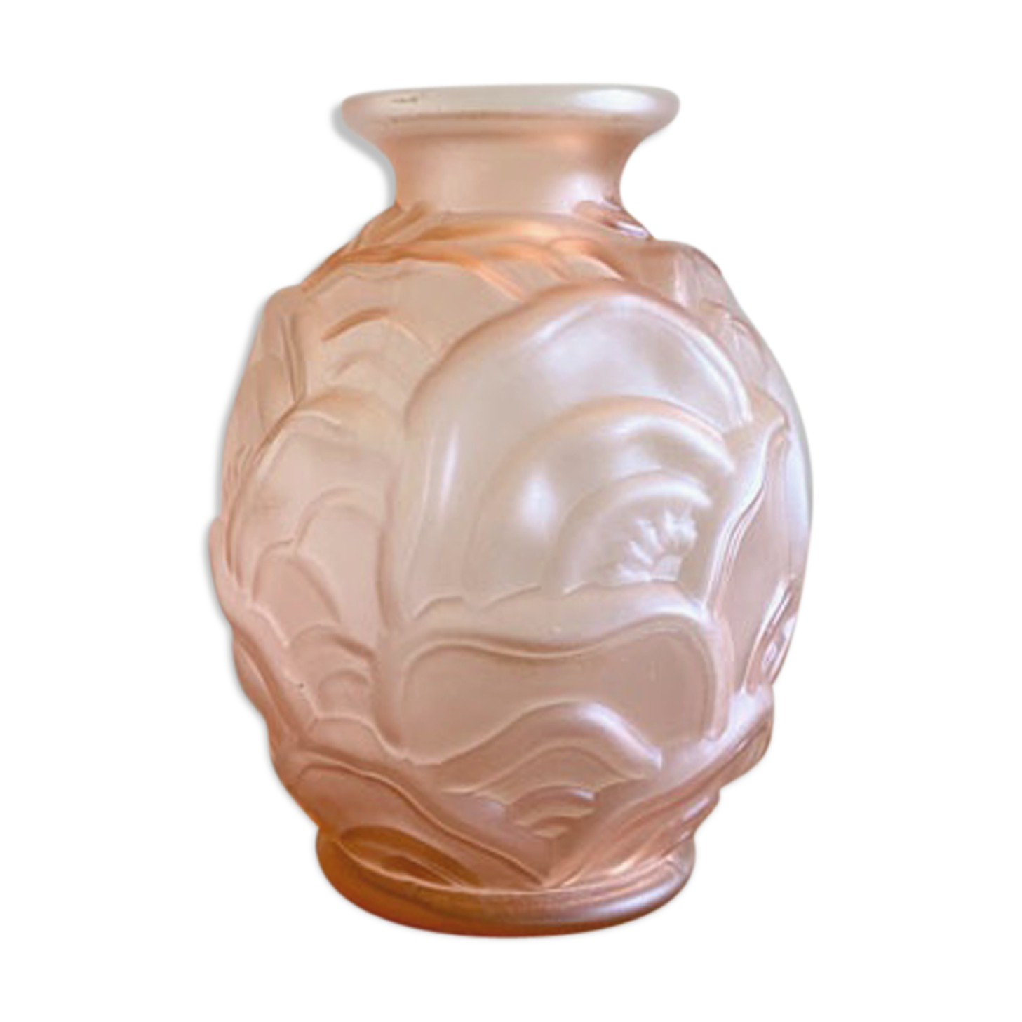 Pink satin glass "ripples" vase
